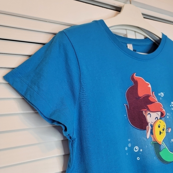 DISNEY‎ BFFs Ariel And Flounder Graphic T Shirt Blue Ringspun Cotton Junior's XL - Picture 4 of 11